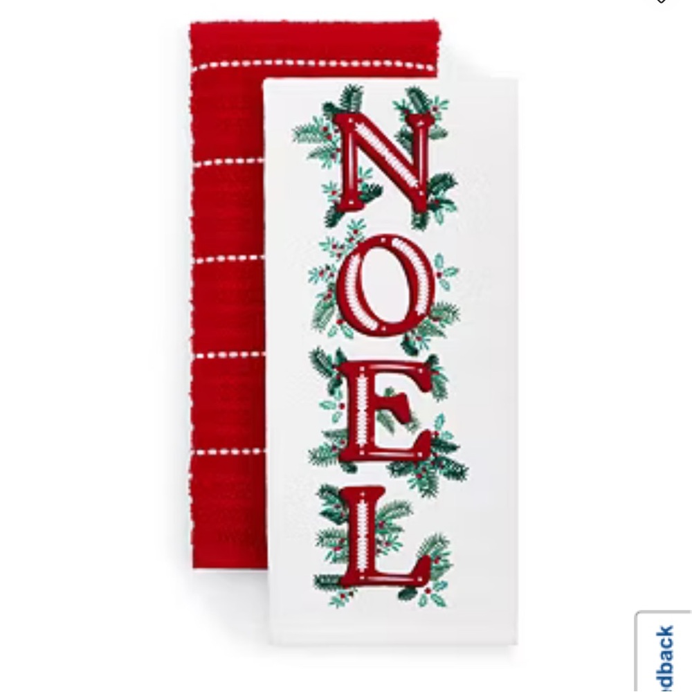Holiday Noel Kitchen Towel Set - Red and White